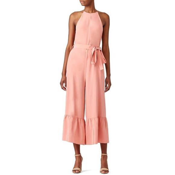 Tibi Pink High Neck Halter Sleeveless 100% Silk Jumpsuit Women's Size 4 - Picture 1 of 12